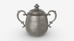 Old Metal Sugar Bowl with Lid