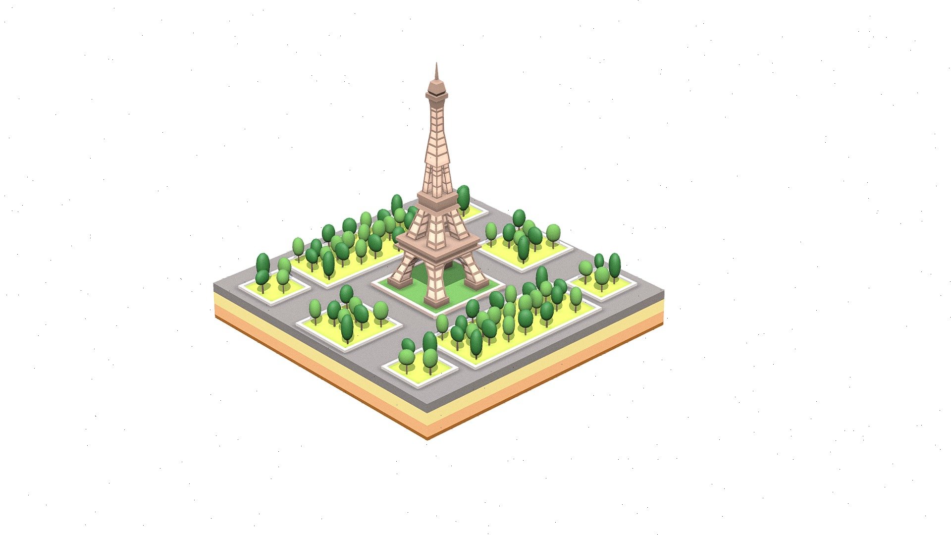 Cartoon Low Poly Eiffel Tower 3d model