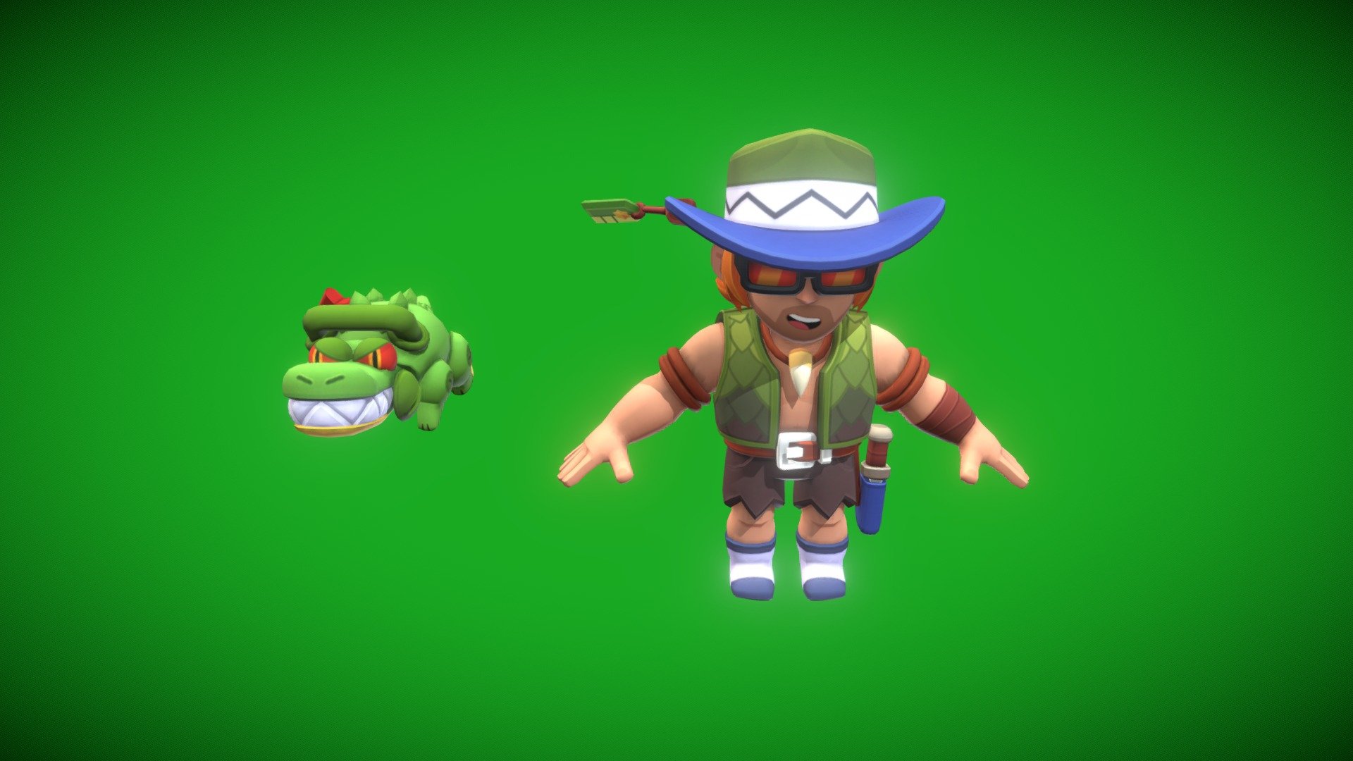 Crocodile Buster t-pose Brawl Stars 3d model