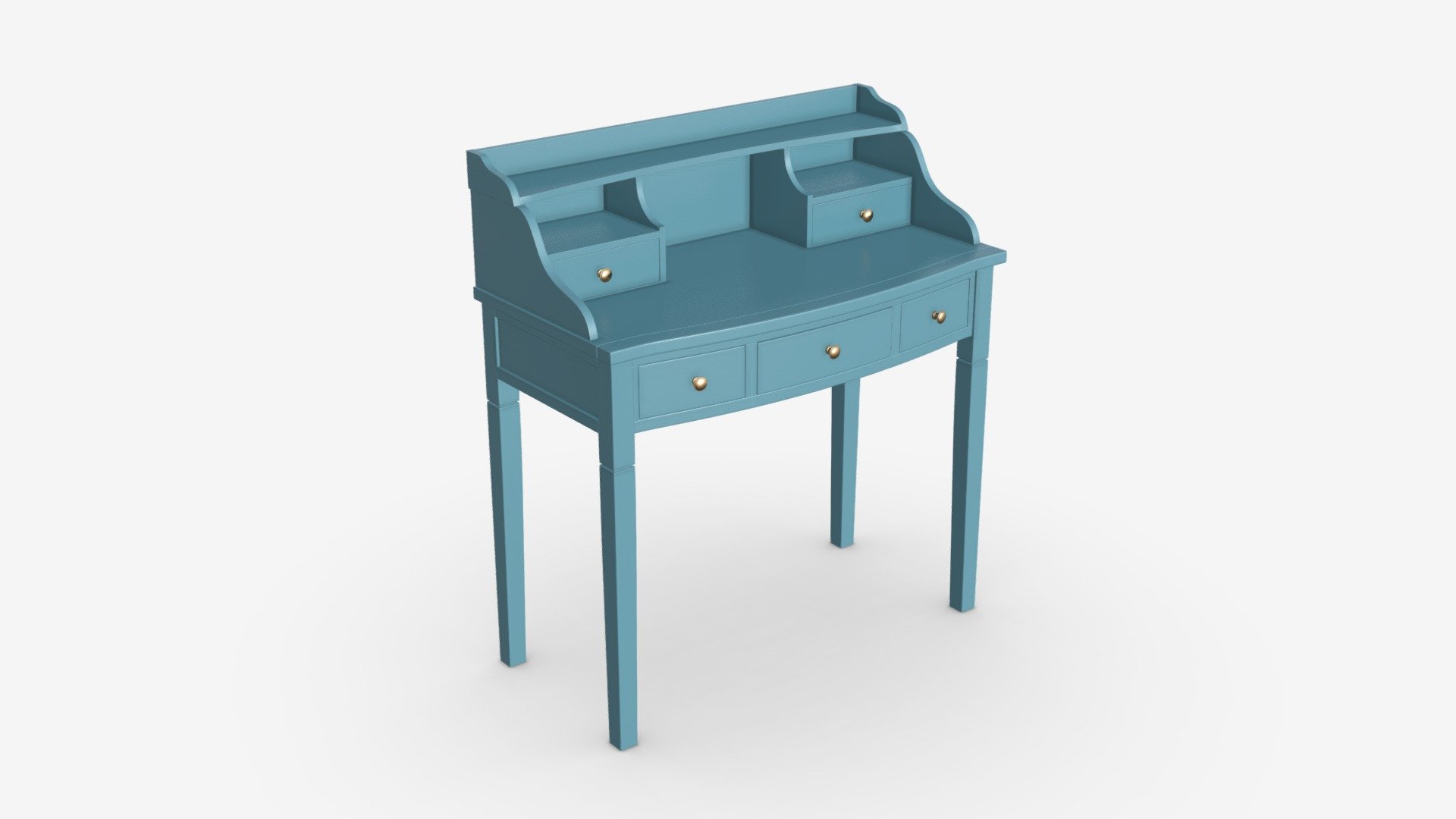 Oak Writing Desk with Drawers 3d model