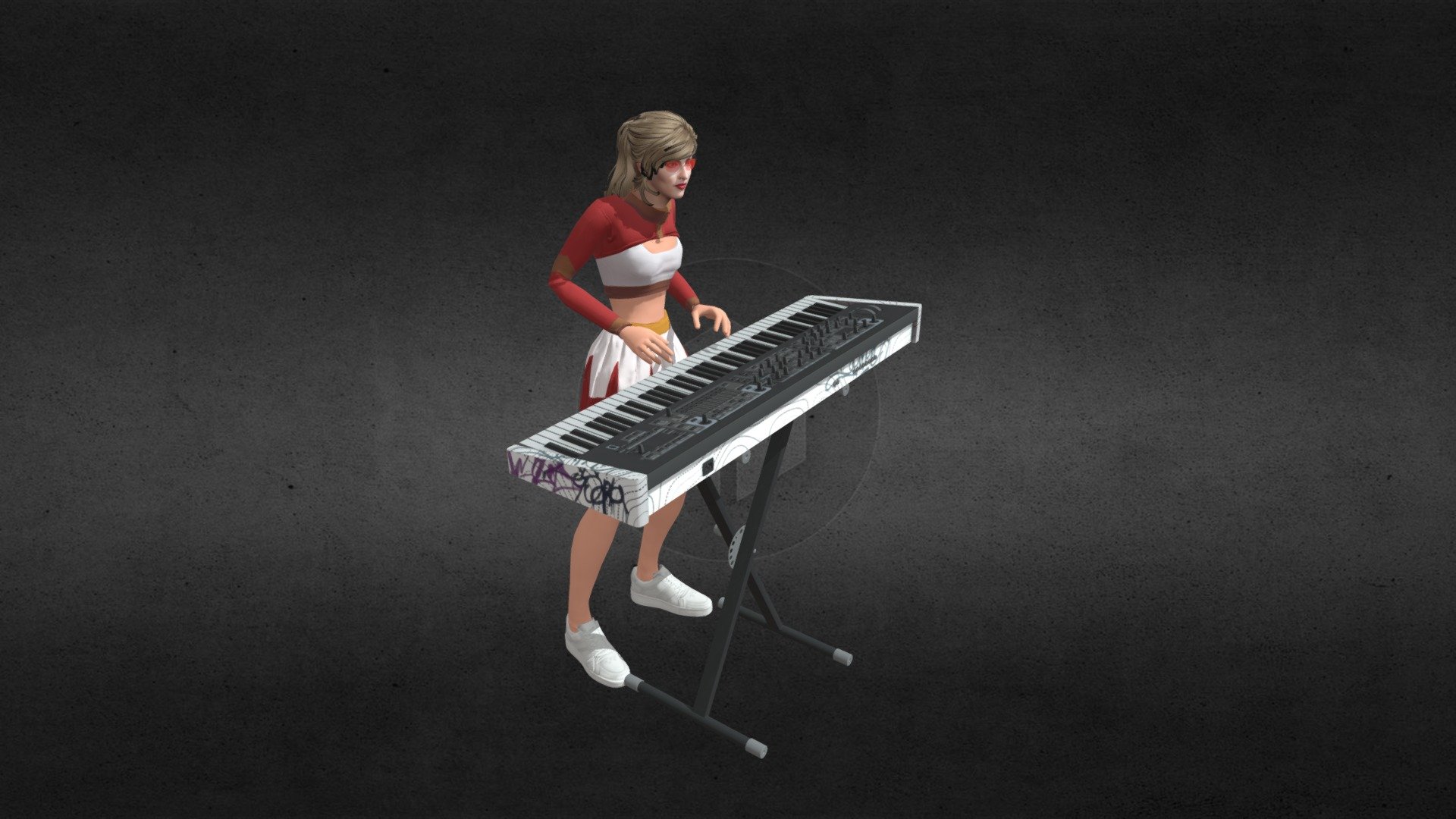 Girl Female Keyboard Player 3d model