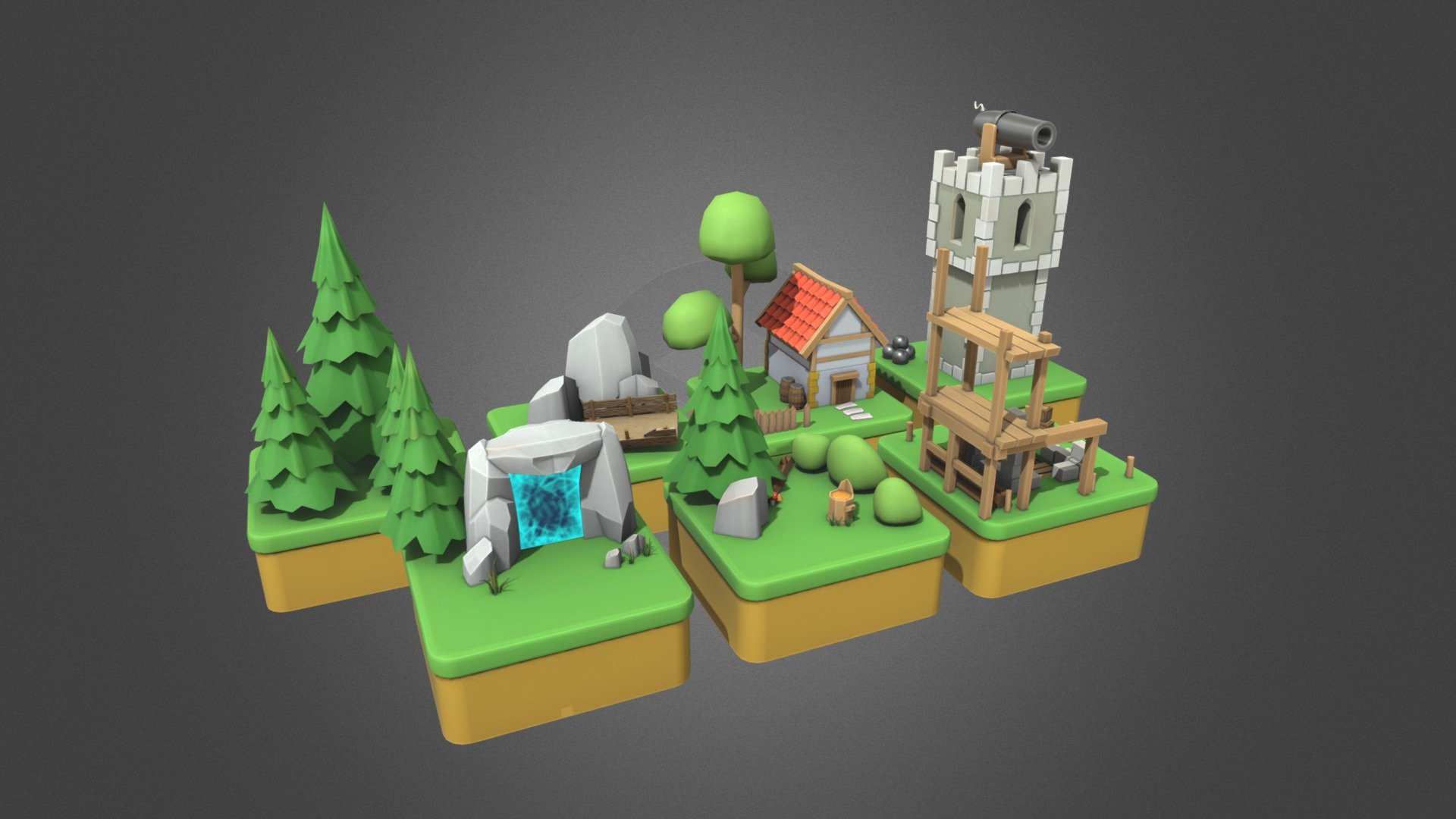 Hyper-casual location 3d model