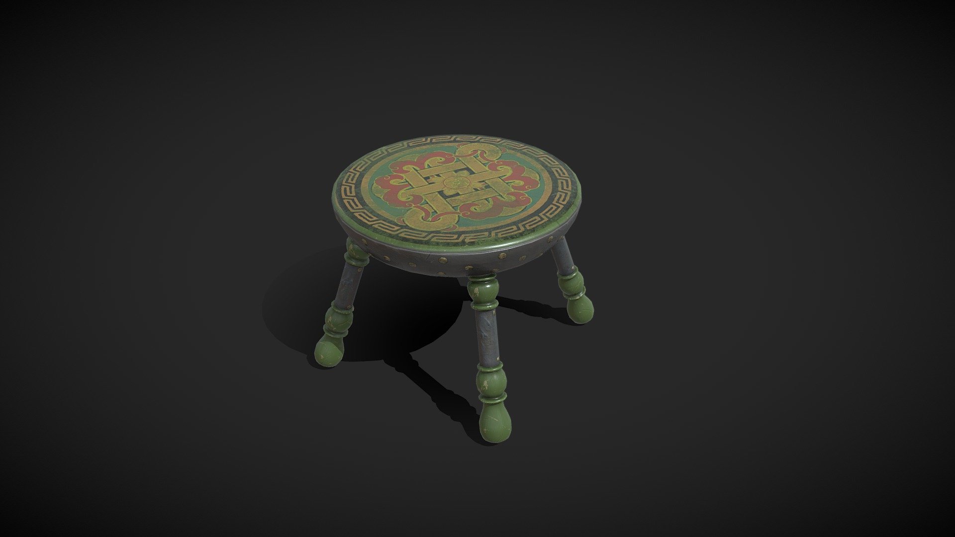 Mongolian Wood Table Short 3d model