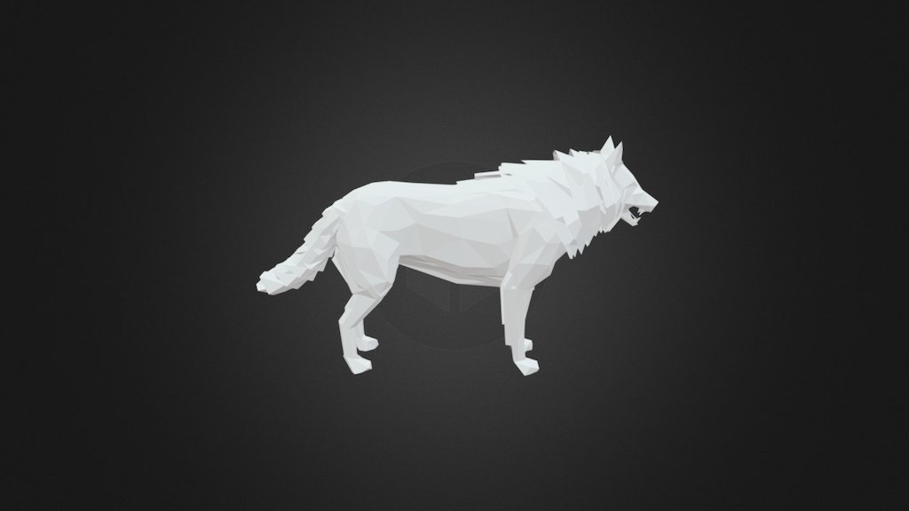 Low-poly wolf 3d model