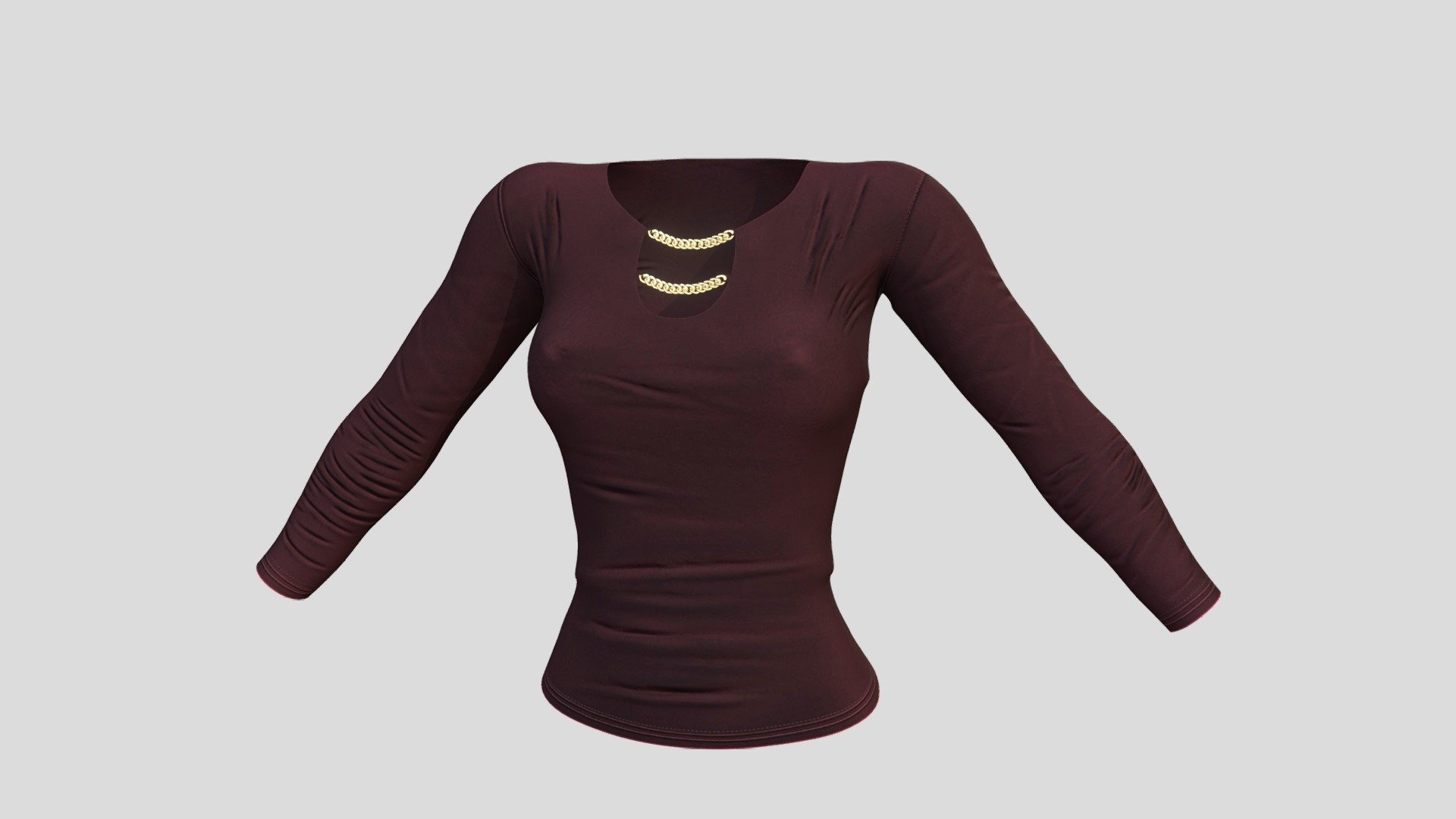 Womens Top with Neck Chain 3d model