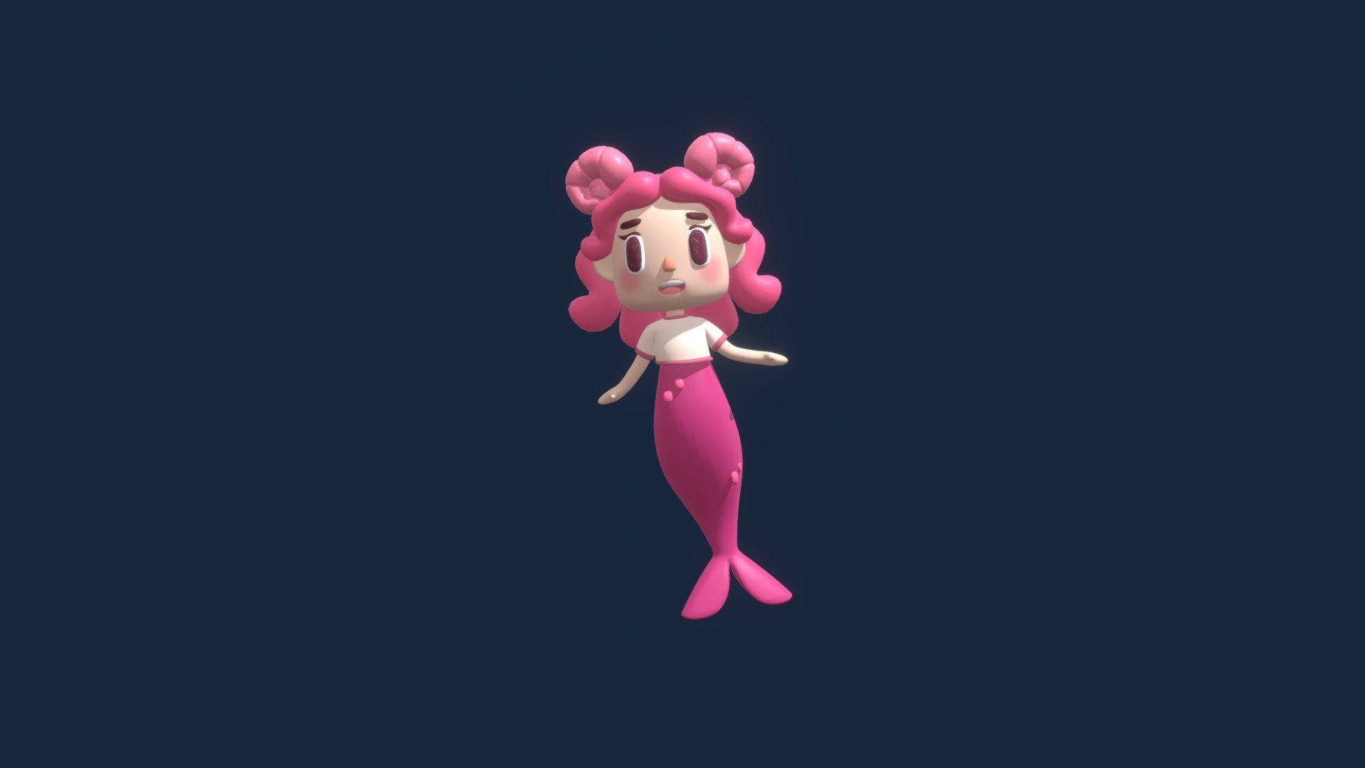 Pink Cute Mermaid 3d model