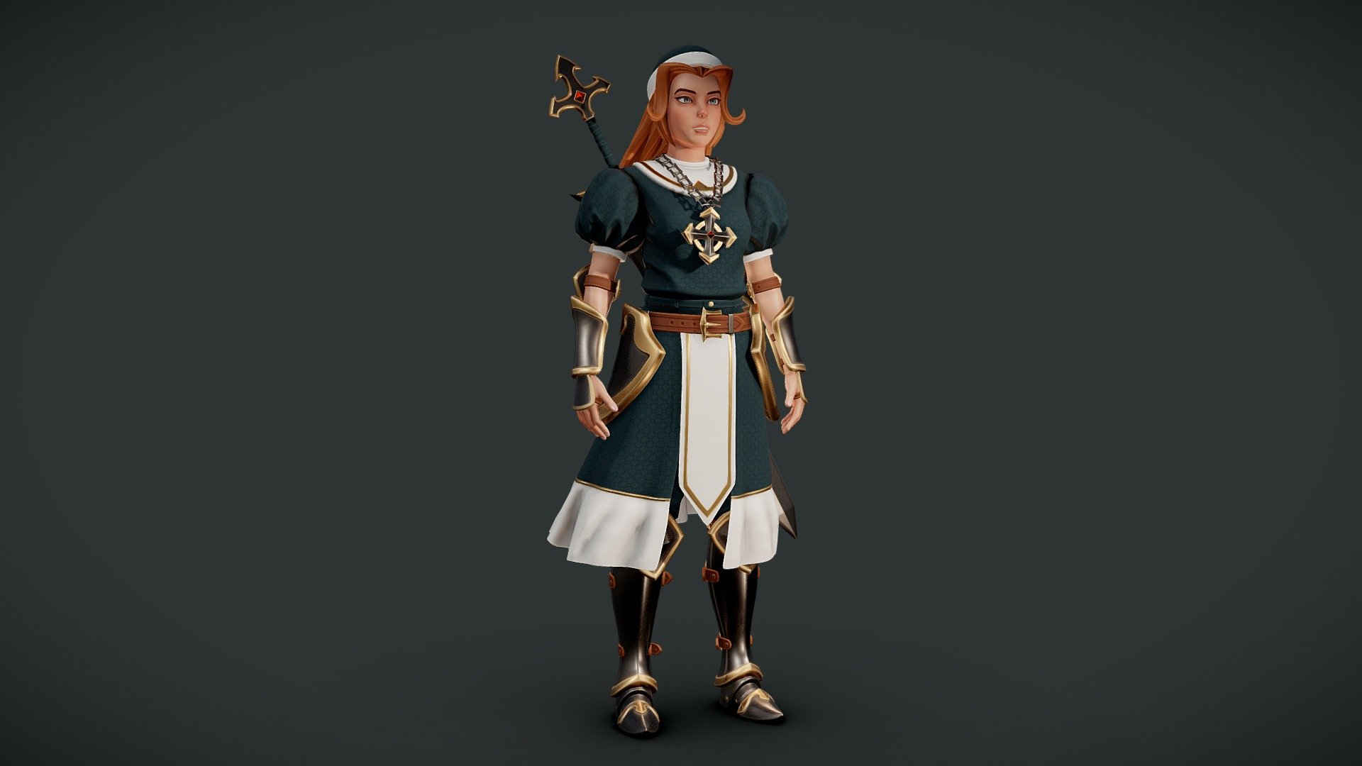 Stylized Nun Warrior (optimised for games) 3d model