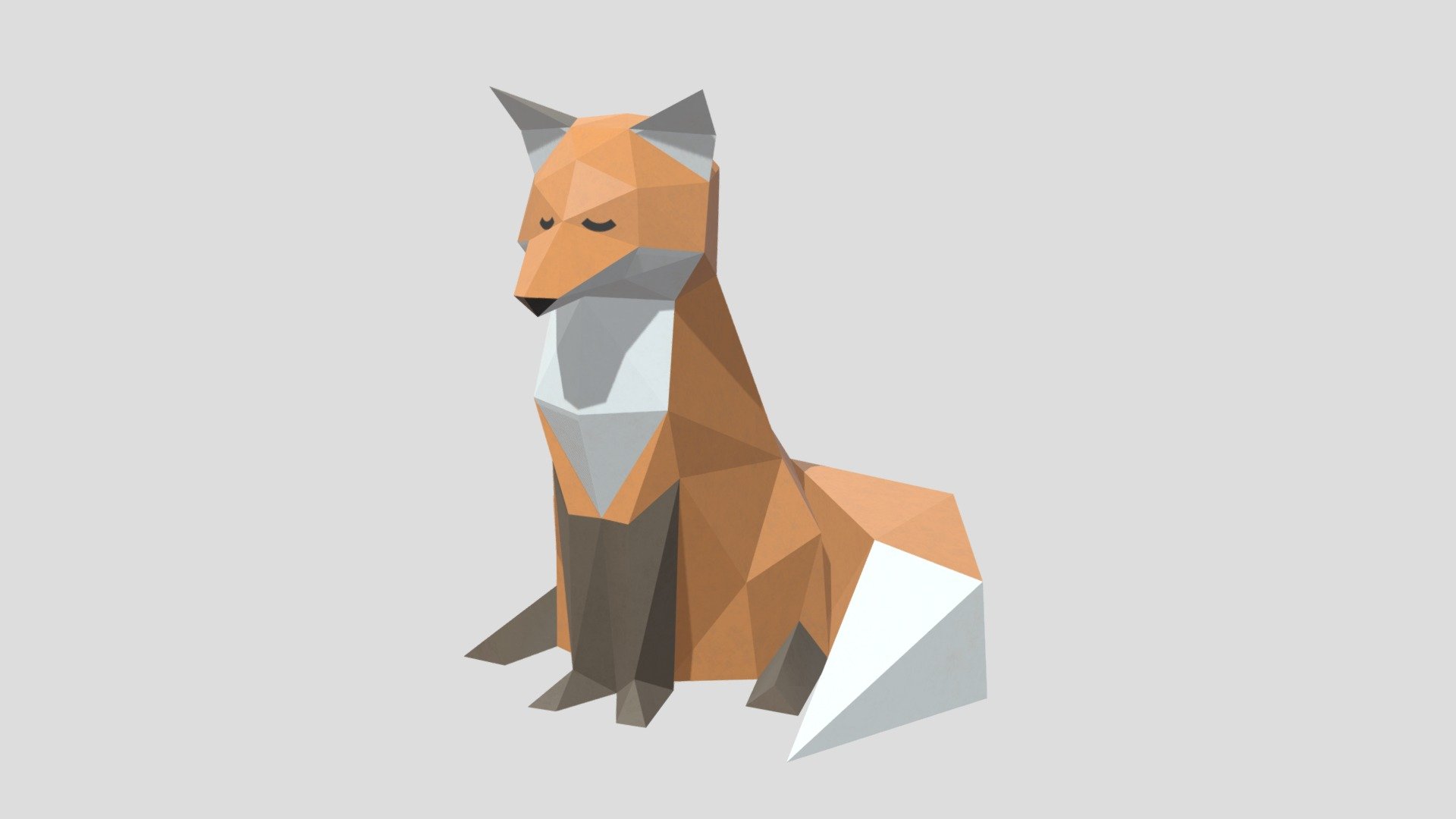 Fox polygonal papercraft decoration 3d model