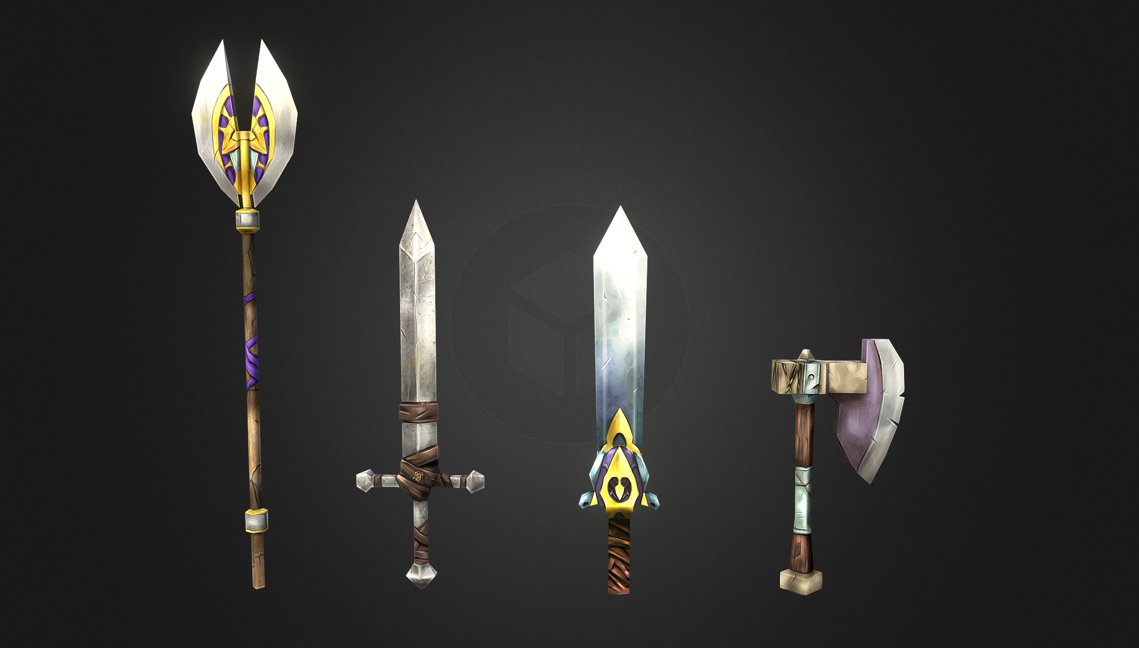 Hand Painted Weapons Vol.3 Swords,Axe 3d model