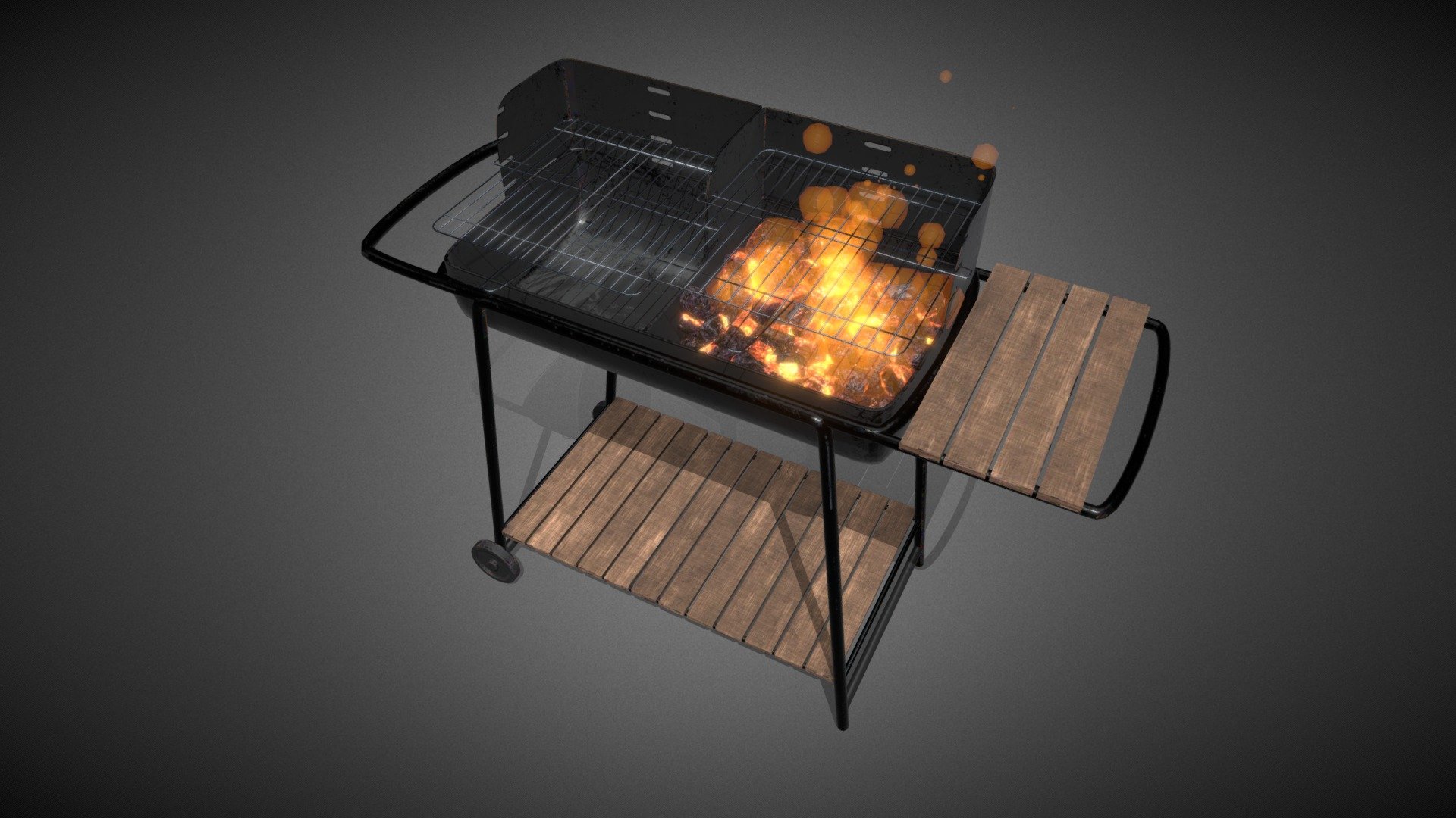 Barbecue fire animated 3d model