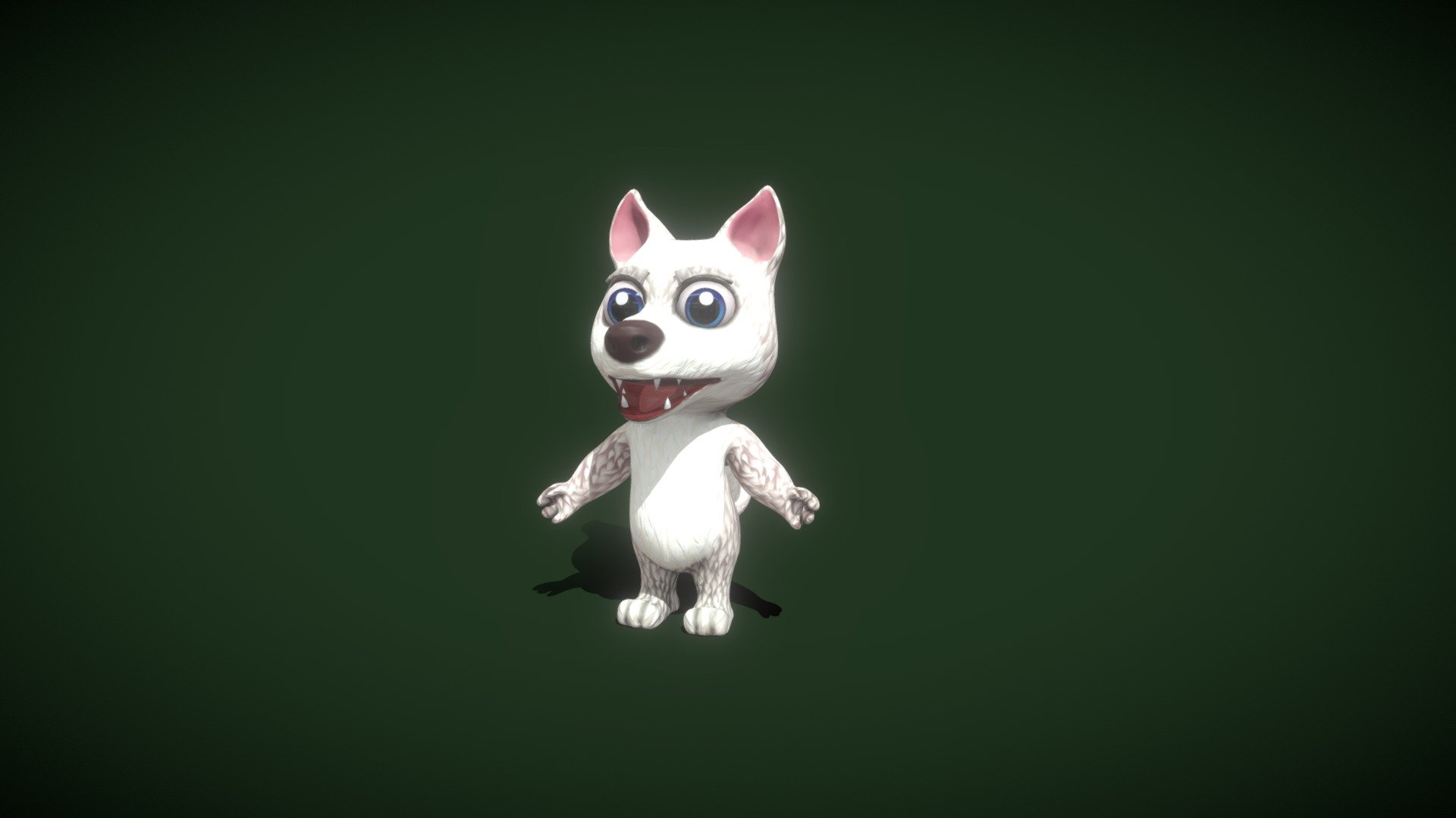 Cartoon White Wolf Animated 3D Model 3d model